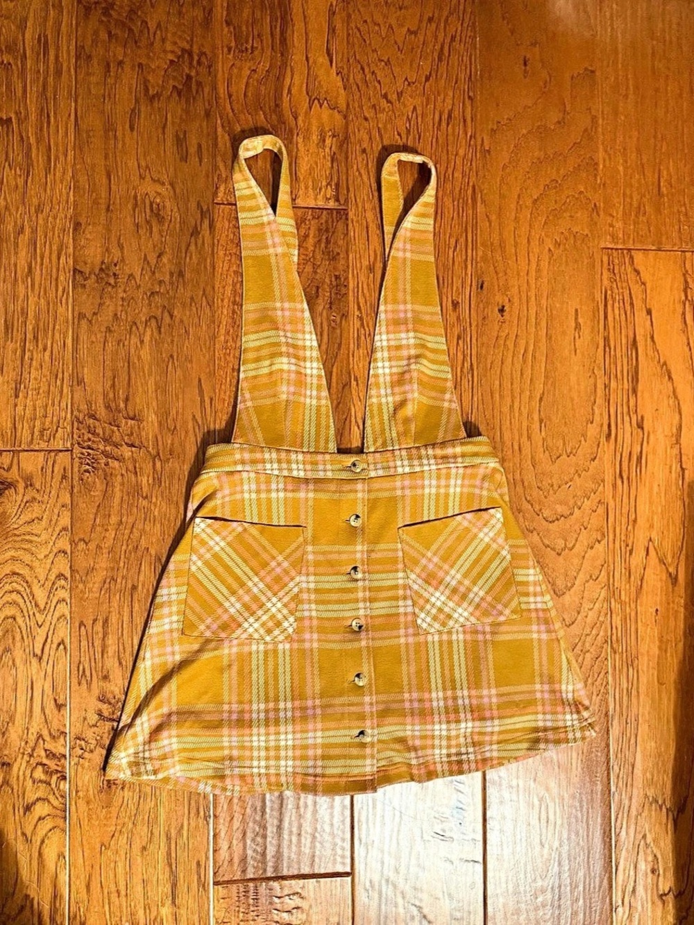 ModCloth Plaid Mini Dress in Yellow & Pink size L